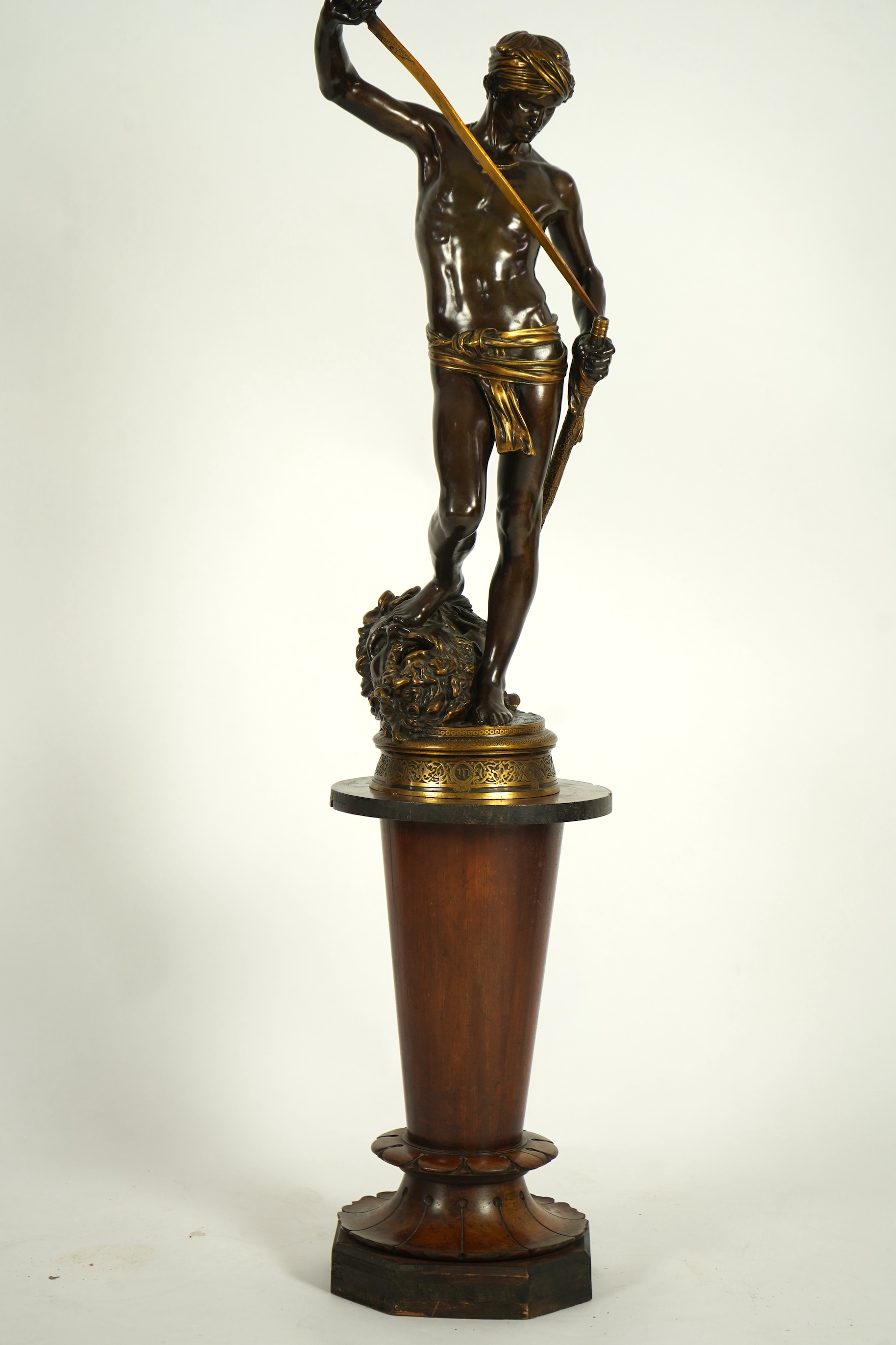 Marius-Jean-Antonin Mercie (1795-1875), A large bronze figure 'David vainqueur de Goliath'